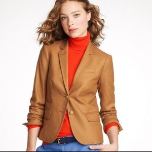 J.Crew Women's Schoolboy Classic Blazer Jacket Gold Button 100%Wool Size 2 Camel